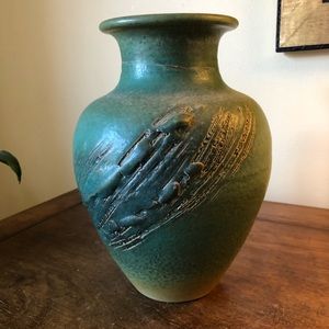 Lovely green Japanese pottery vase.